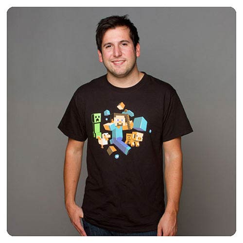 Minecraft Run Away! Glow-in-the-Dark Black T-Shirt